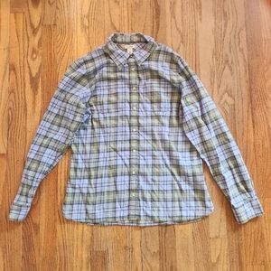 LL Bean Womens Small Lightweight Plaid Button-Up Flannel Size Small 100% Cotton